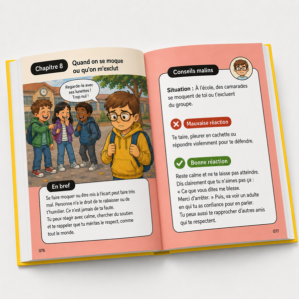 Aperçu illustré du livre TU SAURAS QUOI FAIRE sur les moqueries et l'exclusion